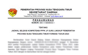 Pengumuman Jadwal Seleksi Kompetensi bagi Peserta Seleksi PPPK Pemprov NTT Tahun 2023