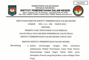 Pengumuman Hasil akhir SPCP IPDN Tahun 2025